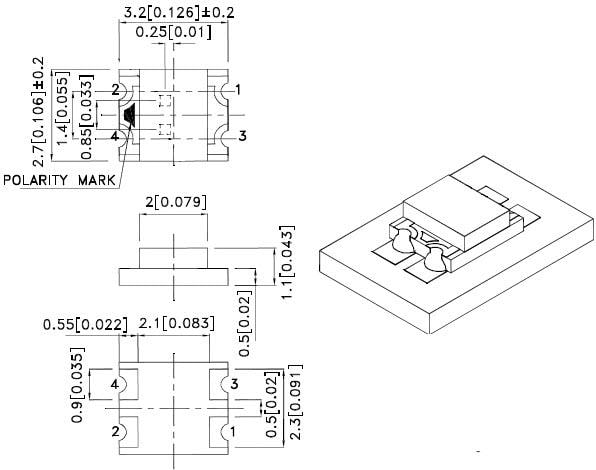 Mechanical Drawing - Kingbright APB3227 Compact Bi-color Chip SMD LEDs