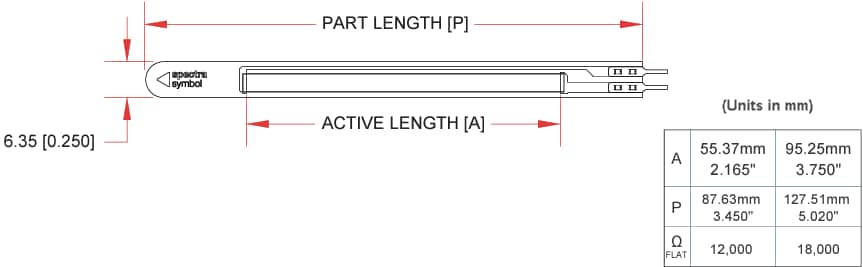 Mechanical Drawing - Spectra Symbol Flex Sensors