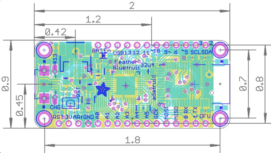 Adafruit Feather 32u4 Bluefruit LE Development Board