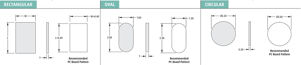 Mechanical Drawing - Harwin Surface-Mountable Contact Pads