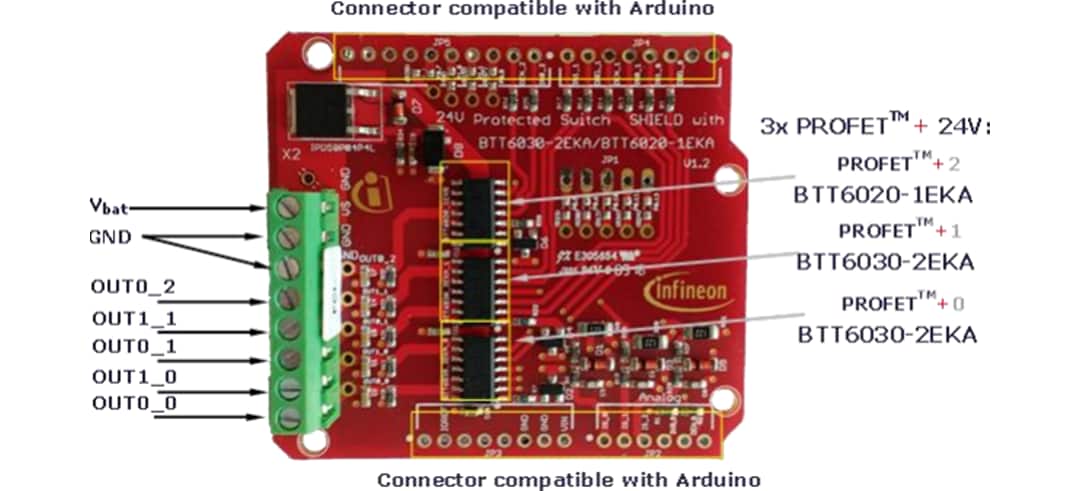 Infineon Technologies 24V_SHIELD_BTT6030 24V Arduino Shield