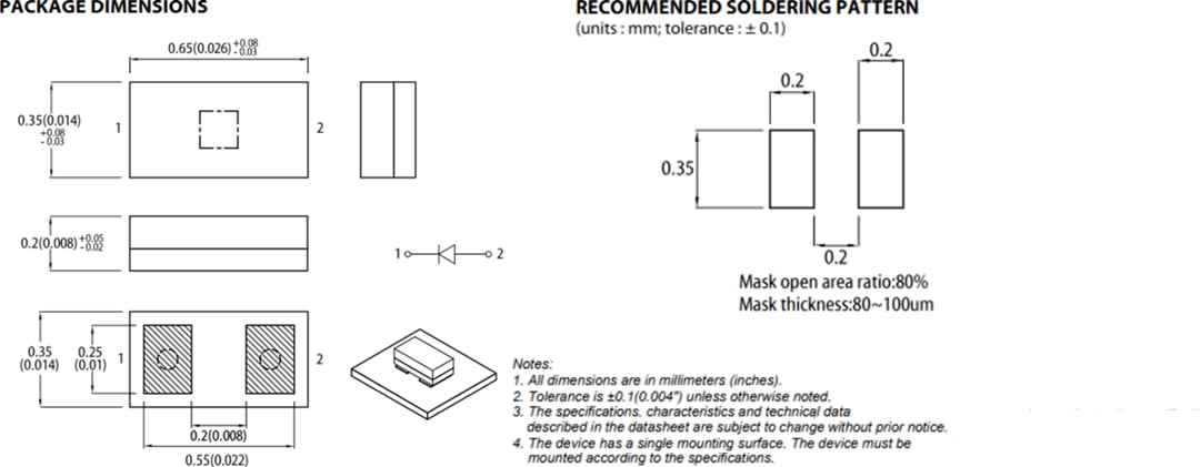 Kingbright HELI-UM 0.65 x 0.35mm SMD CHIP LEDs