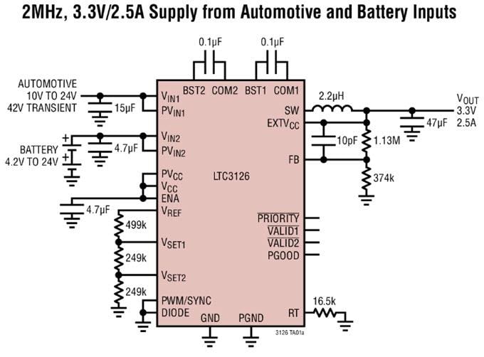Application Circuit Diagram - Analog Devices Inc. LTC3126 Synchronous Buck Converters