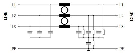 Schematic - KEMET FLLD Series High Performance EMI Filters