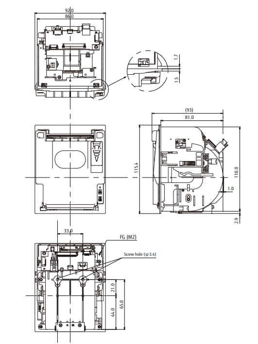 Mechanical Drawing - FCL Components FTP-62 High-Speed Thermal Printers