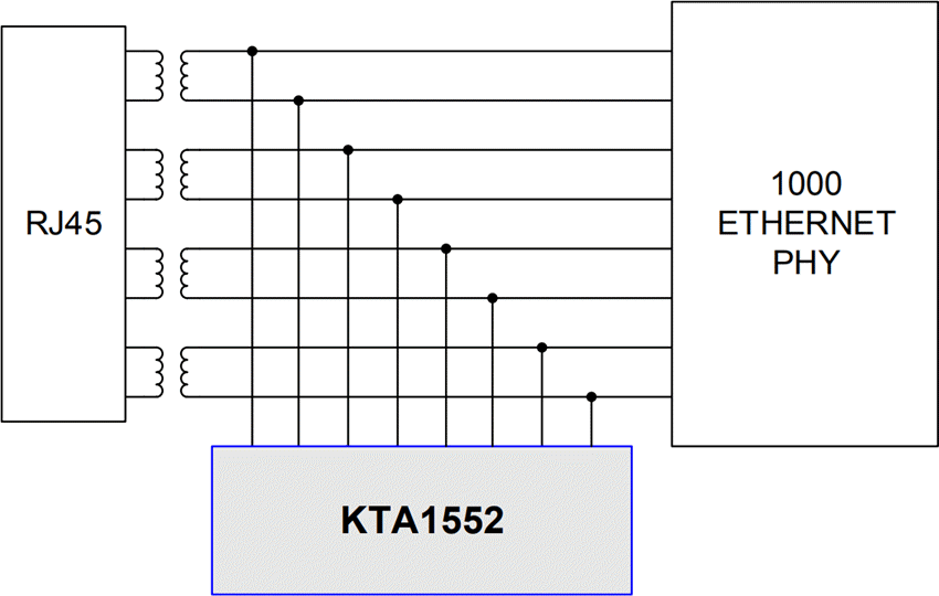 Application Circuit Diagram - Kinetic Technologies KTA1550 & KTA1552 Active EMI & ESD Suppressors
