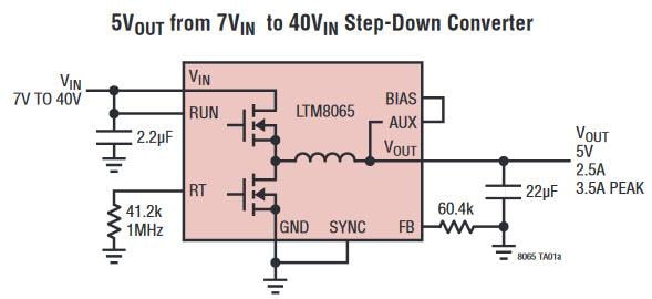 Application Circuit Diagram - Analog Devices Inc. LTM8065 Silent Switcher® µModule® Regulator
