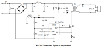 Application Circuit Diagram - Diodes Incorporated AL1788 AC/DC PFC Controller