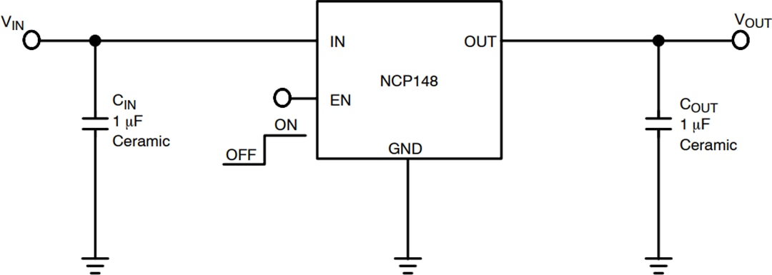 Application Circuit Diagram - onsemi NCP148 450mA LDO Regulators