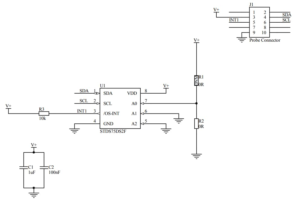 Schematic - STMicroelectronics STEVAL-MKI204V1K Temperature Probe Kit