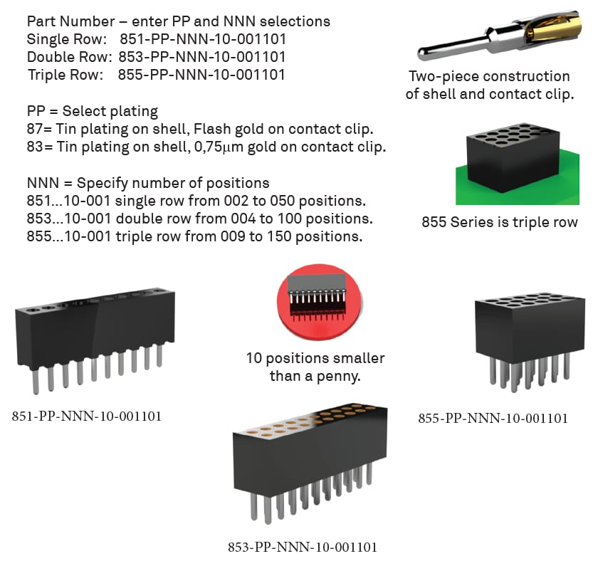 Preci-Dip 85x Straight Solder Tail PCB Connectors