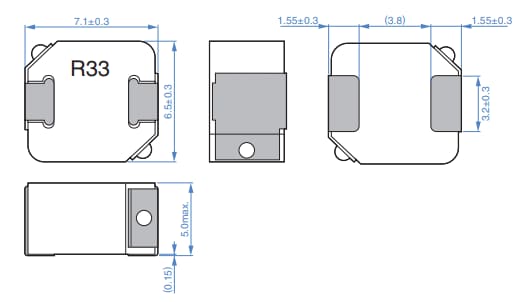 Mechanical Drawing - TDK SPM6550CT Inductors