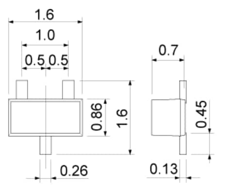 Mechanical Drawing - ROHM Semiconductor RB7x Schottky Barrier Diodes