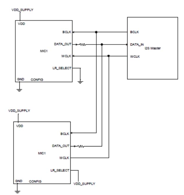 Application Circuit Diagram - PUI Audio Wide-Band MEMS Microphones
