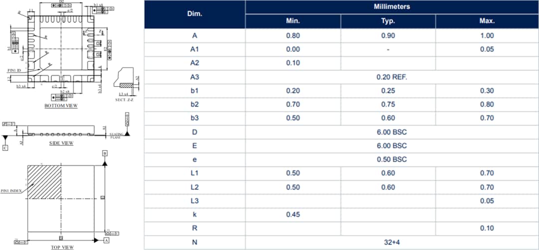 Mechanical Drawing - STMicroelectronics VN9D30Q100F 6-Channel Automotive High-Side Driver