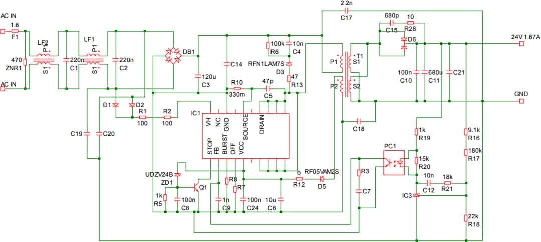 Application Circuit Diagram - ROHM Semiconductor BM2P060MF-EVK-001 Evaluation Board