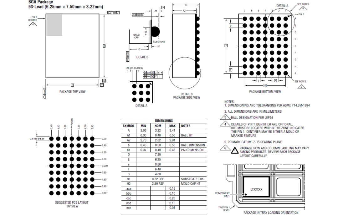 Mechanical Drawing - Analog Devices Inc. LTM4705 DC-DC μModule® Regulator