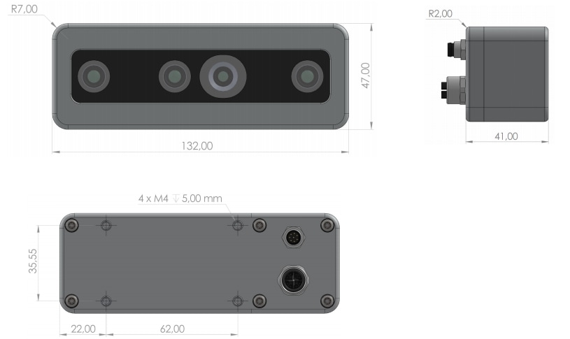 Mechanical Drawing - FRAMOS Depth Camera D455e