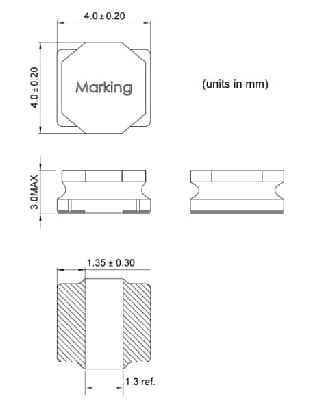 Mechanical Drawing - Monolithic Power Systems (MPS) MPL-SE4030-330 33µH Semi-Shielded Inductor