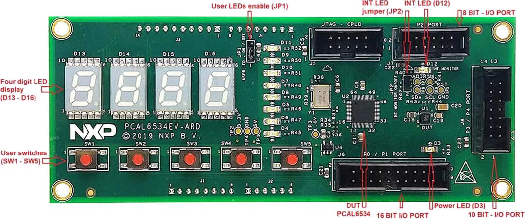 NXP Semiconductors PCAL6534EV 34-Bit GPIO Arduino Shield