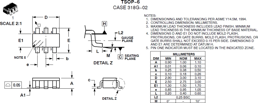 Mechanical Drawing - onsemi NCP1623 CrM Power Factor Controller