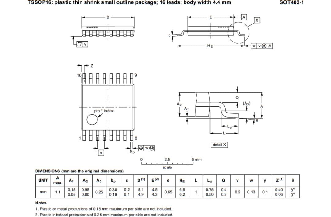 Mechanical Drawing - NXP Semiconductors SC18IM704 UART to I2C-Bus Bridge