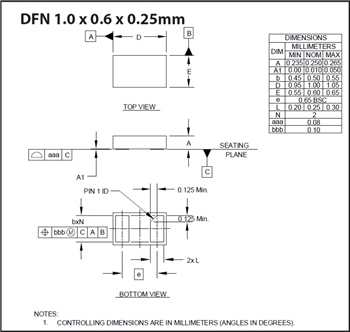 Mechanical Drawing - Semtech PowerClamp™ High-Surge TVS Diodes