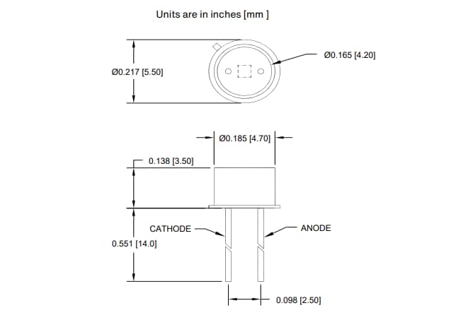 Mechanical Drawing - Advanced Photonix APX-SC0010 Silicon Carbide Photodiode
