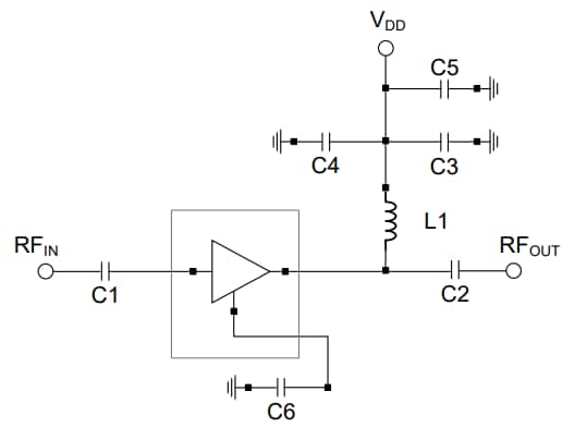 Application Circuit Diagram - MACOM MAAM-011252/-011305 Gain Block Amplifiers