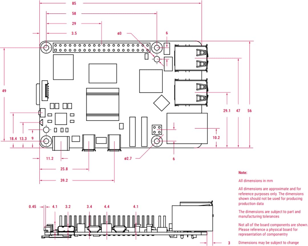 Mechanical Drawing - Raspberry Pi 5 Single Board Computers