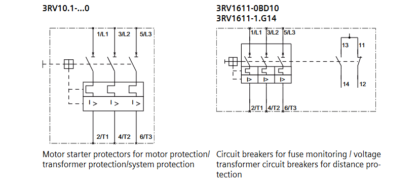 Application Circuit Diagram - Siemens SIRIUS 3RV1 Motor Starter Protectors