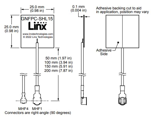 Mechanical Drawing - TE Connectivity / Linx Technologies ANT-GNFPC-SHL15  L1/L5 GNSS Antennas