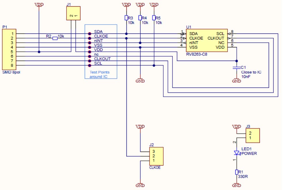 Schematic - Micro Crystal RV-8263-C8 Evaluation Board