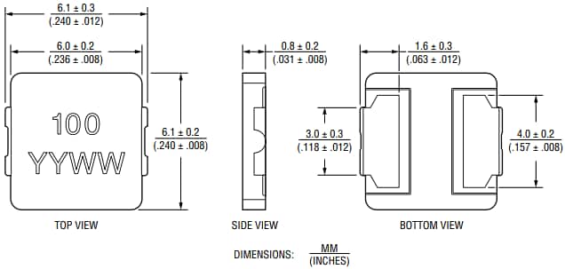 Mechanical Drawing - Bourns SRP0610F Shielded Power Inductors