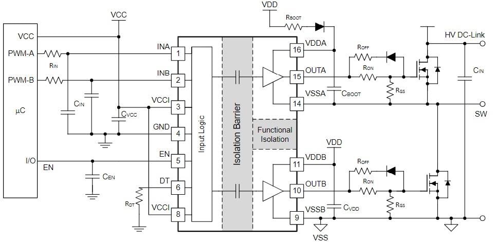 Schematic - Texas Instruments UCC21551/UCC21551-Q1 Isolated Gate Driver