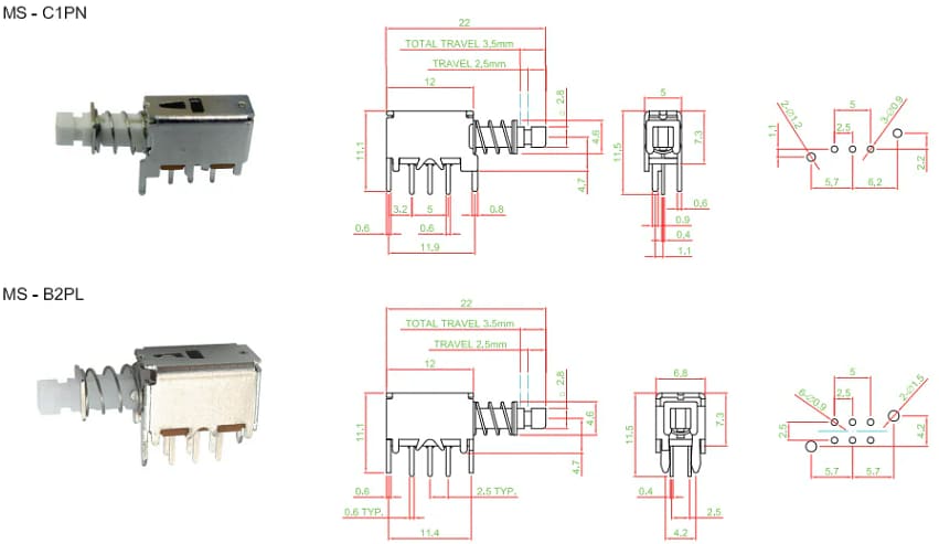 Mechanical Drawing - Well Buying MS Pushbutton Switches