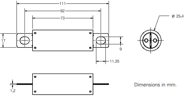 Mechanical Drawing - Littelfuse 25EV1K High Voltage Fuses