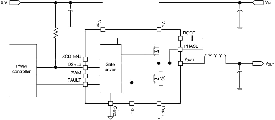 Application Circuit Diagram - Vishay Semiconductors SiC674 55A VRPower® Integrated Power Stage