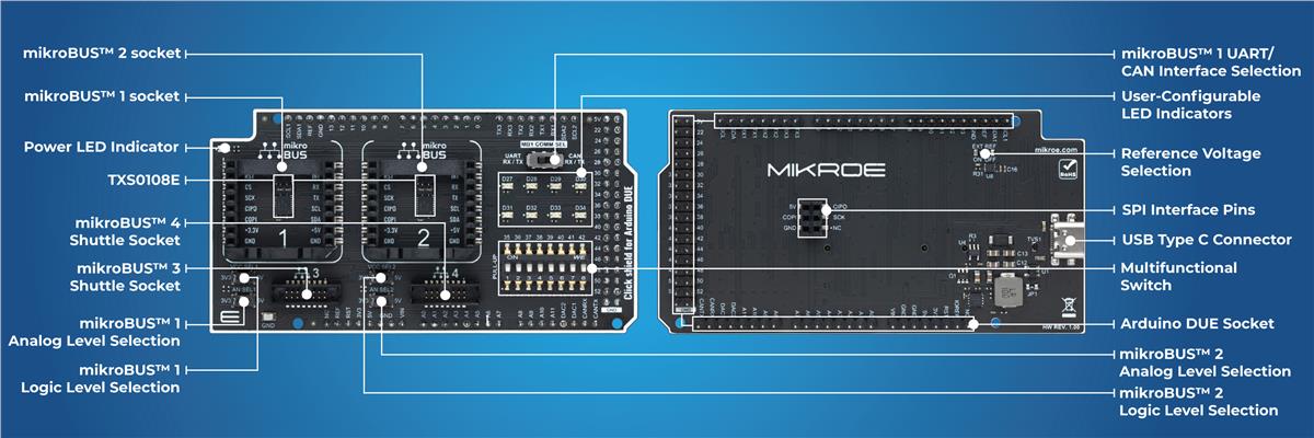 Mikroe MIKROE-6235 Click Shield for Arduino DUE
