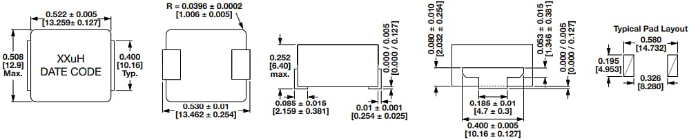 Mechanical Drawing - Vishay / Dale IHLP-5050FD-AP & IHLP-5050FD-0P Inductors
