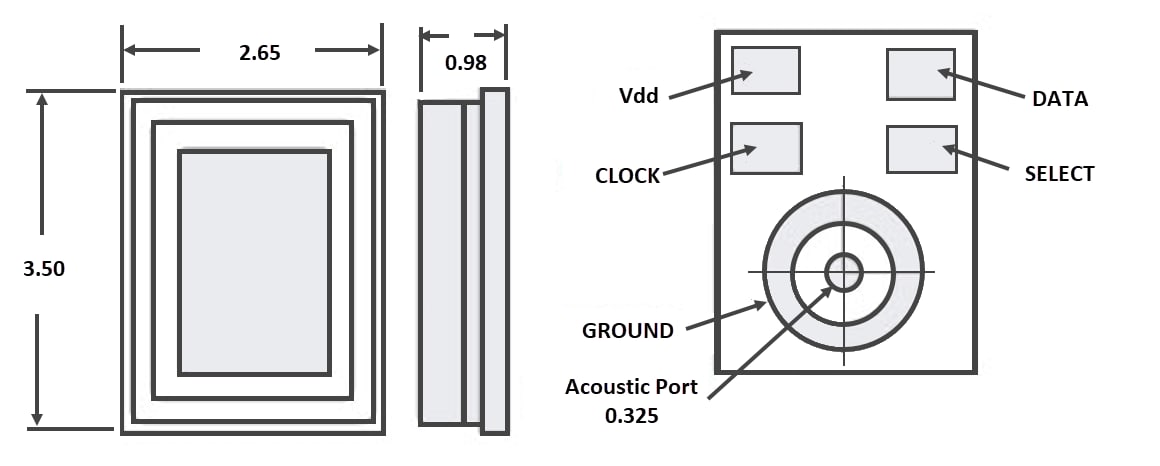 Mechanical Drawing - Syntiant KAS-700-015x SiSonic™ Mic on Flex Eval Boards