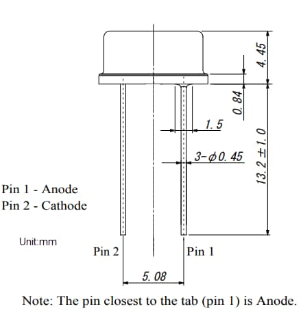 Mechanical Drawing - Marktech Optoelectronics MTE2x MWIR Infrared Emitters