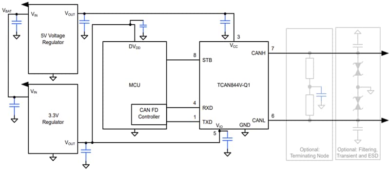Schematic - Texas Instruments TCAN844-Q1 Automotive CAN FD Transceiver