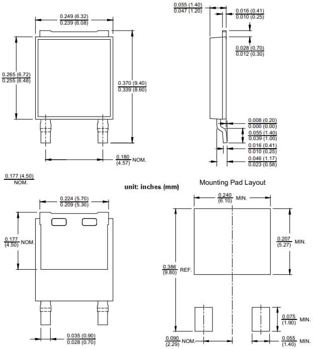 Mechanical Drawing - Vishay Semiconductors SE100PWTLK Surface-Mount Low VF Standard Rectifier