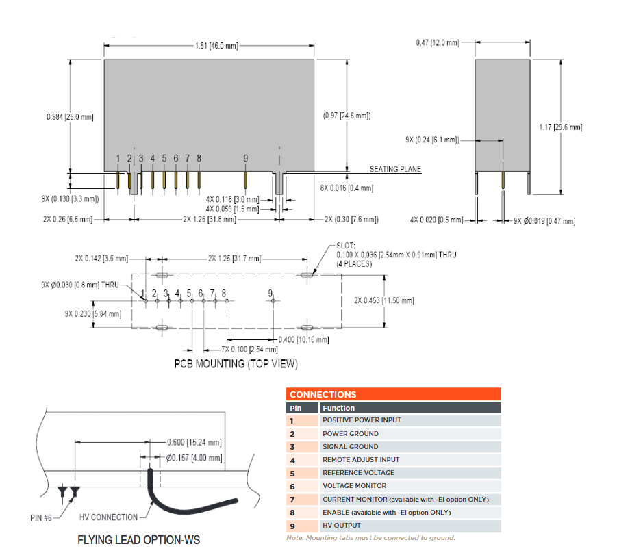 Mechanical Drawing - Advanced Energy / Ultravolt V Series Compact Power Supplies