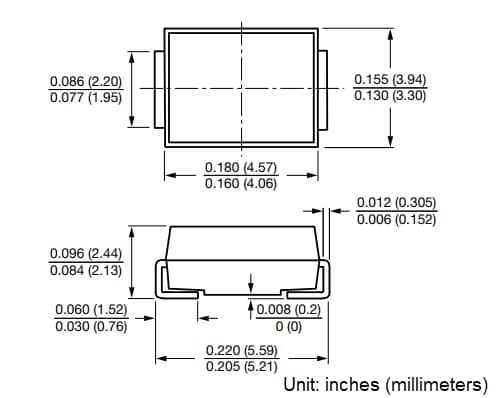 Mechanical Drawing - Vishay Semiconductors T15Bx PAR® ESD Protection Diodes
