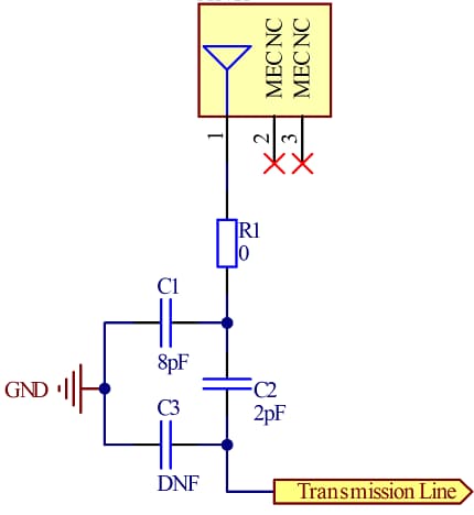 Schematic - Taoglas PA.433.A 433MHz Ceramic SMD Antenna