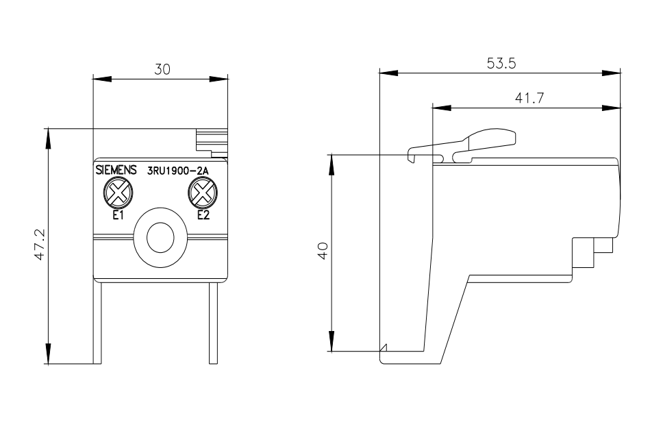 Mechanical Drawing - Siemens 3RU1 Remote Reset Modules