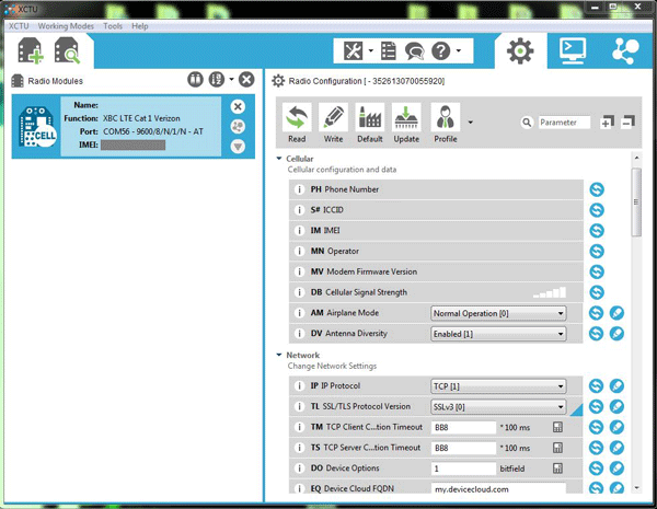 Using the XCTU dialog box, you'll add the XBee module by clicking the plus sign
